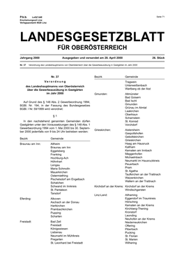 Landesgesetzblatt Für Oberösterreich