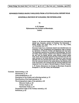 Reworked Fossils (Mainly Molluscs) from a Fluvio-Glacial Deposit Near Dinxperlo, Province of Guelders, the Netherlands