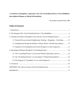 A Christian Contemplative Approach to the Ten Ox-Herding Pictures of Zen Buddhism: Interreligious Dialogue As Mutual Self-Mediation