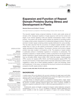 Expansion and Function of Repeat Domain Proteins During Stress and Development in Plants
