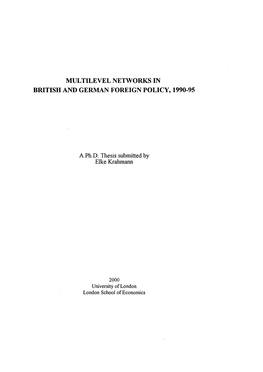 Multilevel Networks in British and German Foreign Policy, 1990-95