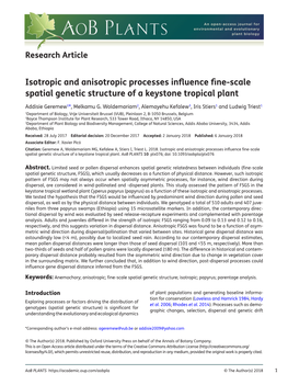 Isotropic and Anisotropic Processes Influence Fine-Scale Spatial Genetic Structure of a Keystone Tropical Plant