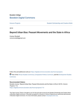 Peasant Movements and the State in Africa