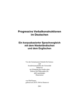 Progressive Verbalkonstruktionen Im Deutschen