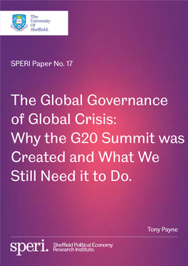 Why the G20 Summit Was Created and What We Still Need It to Do