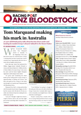 Tom Marquand Making His Mark in Australia | 2 | Saturday, March 28, 2020
