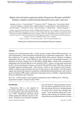 Higher-Order Chromatin Organization Defines Progesterone Receptor And