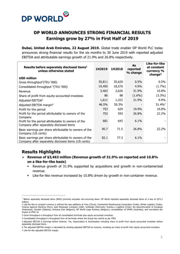 2019 Interim Results Announcement