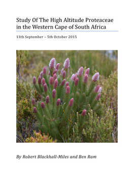 Study of the High Altitude Proteaceae in the Western Cape of South Africa