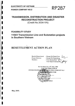 RP287 POWER COMPANY NO.2 I I TRANSMISSION, DISTRIBUTION and DISASTER Public Disclosure Authorized RECONSTRUCTION PROJECT | (Credit No.3034-VN)