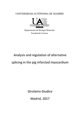 Analysis and Regulation of Alternative Splicing in the Pig Infarcted Myocardium