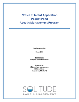 Notice of Intent Application Pequot Pond Aquatic Management Program