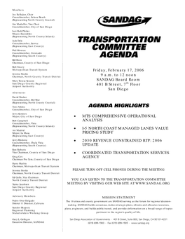 Transportation Committee Agenda