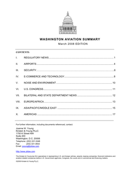 Washington Aviation Summary – March 2008