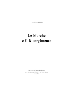 Le Marche E Il Risorgimento