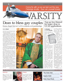 Dean to Bless Gay Couples for Larger Drop in Emma Chapel First in C of E to Endorse Civil Partnerships UCAS Applications