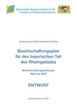 Bewirtschaftungsplan Für Den Bayerischen Teil Des Rheingebietes
