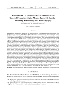 Molluscs from the Badenian (Middle Miocene) of the Gaindorf Formation (Alpine Molasse Basin, NE Austria) – Taxonomy, Paleoecology and Biostratigraphy