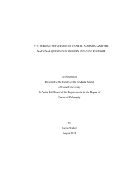 The Sublime Perversion of Capital: Marxism and the National Question in Modern Japanese Thought