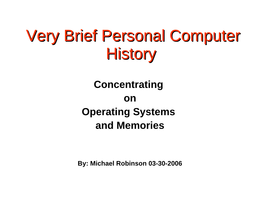 Very Brief PC History
