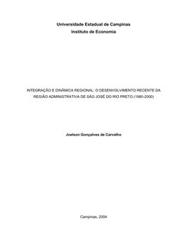 Universidade Estadual De Campinas Instituto De Economia