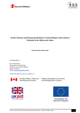 Syrian Refugees and Lebanese Nationals in the Bekaa and Akkar