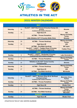 Athletics in the Act 2021 Winter Calendar