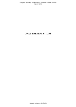 Oral Presentations