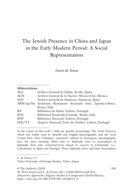 The Jewish Presence in China and Japan in the Early Modern Period: a Social Representation