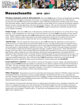 Massachusetts 2010 - 2011