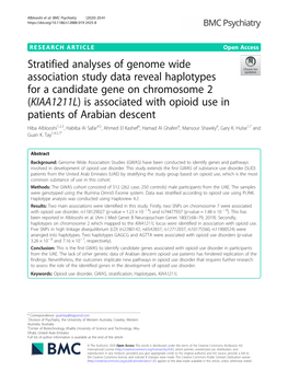 Stratified Analyses of Genome Wide Association Study