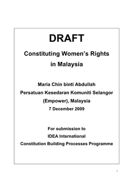 Constituting Women's Rights in Malaysia