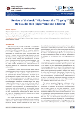 Review of the Book “Why Do Not the '70 Go By?” by Claudia Hilb (Siglo