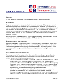 Portal Vein Thrombosis