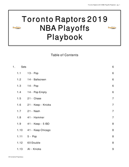 Toronto Raptors 2019 NBA Playoffs Playbook Pg