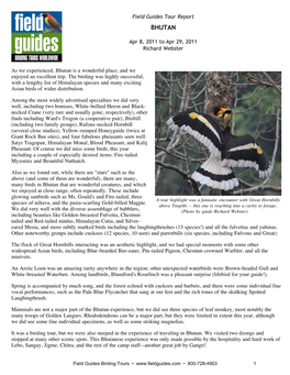 Field Guides Birding Tours: Bhutan