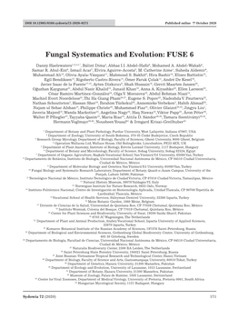 Fungal Systematics and Evolution: FUSE 6