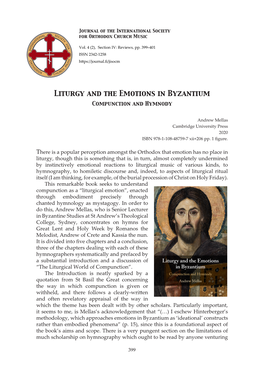 Liturgy and the Emotions in Byzantium Compunction and Hymnody