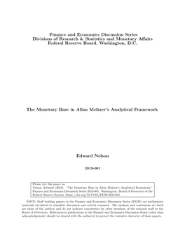 The Monetary Base in Allan Meltzer's Analytical