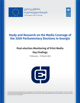 Study and Research on the Media Coverage of the 2020 Parliamentary Elections in Georgia Online Media