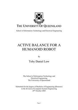 Active Balance for a Humanoid Robot