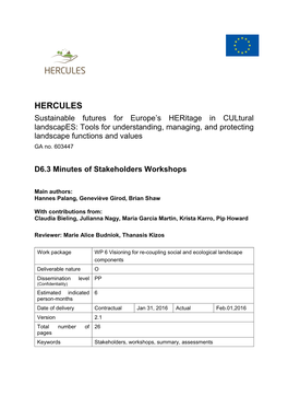 Minutes of Stakeholders Workshops