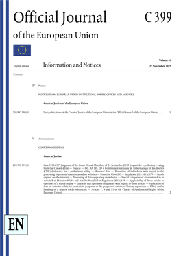 Official Journal C 399 of the European Union