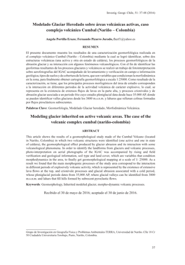 Modelado Glaciar Heredado Sobre Áreas Volcánicas Activas, Caso Complejo Volcánico Cumbal (Nariño – Colombia)