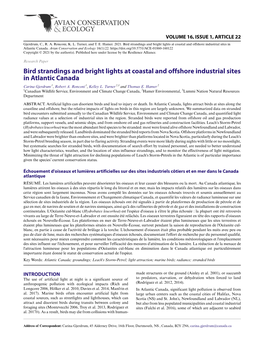 Bird Strandings and Bright Lights at Coastal and Offshore Industrial Sites in Atlantic Canada