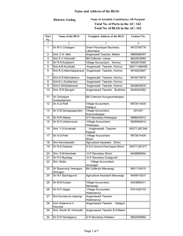 Gadag Total No. of Parts in the AC