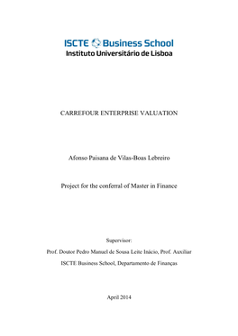 CARREFOUR ENTERPRISE VALUATION Afonso Paisana De