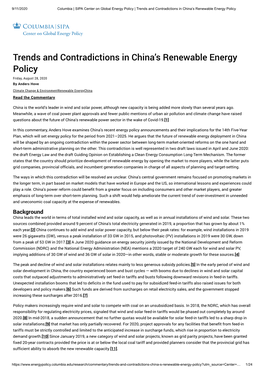 Trends and Contradictions in China's Renewable Energy Policy