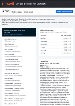 385 Bus Dienstrooster & Lijnroutekaart