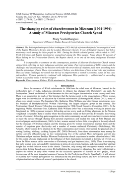A Study of Mizoram Presbyterian Church Synod